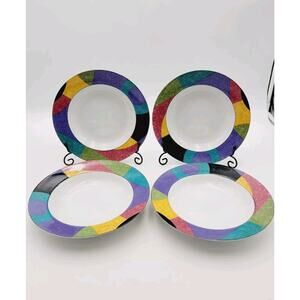 Mikasa Bowls 8 5/8 Inch Currents California Rim Soup M5101 Set Of 4